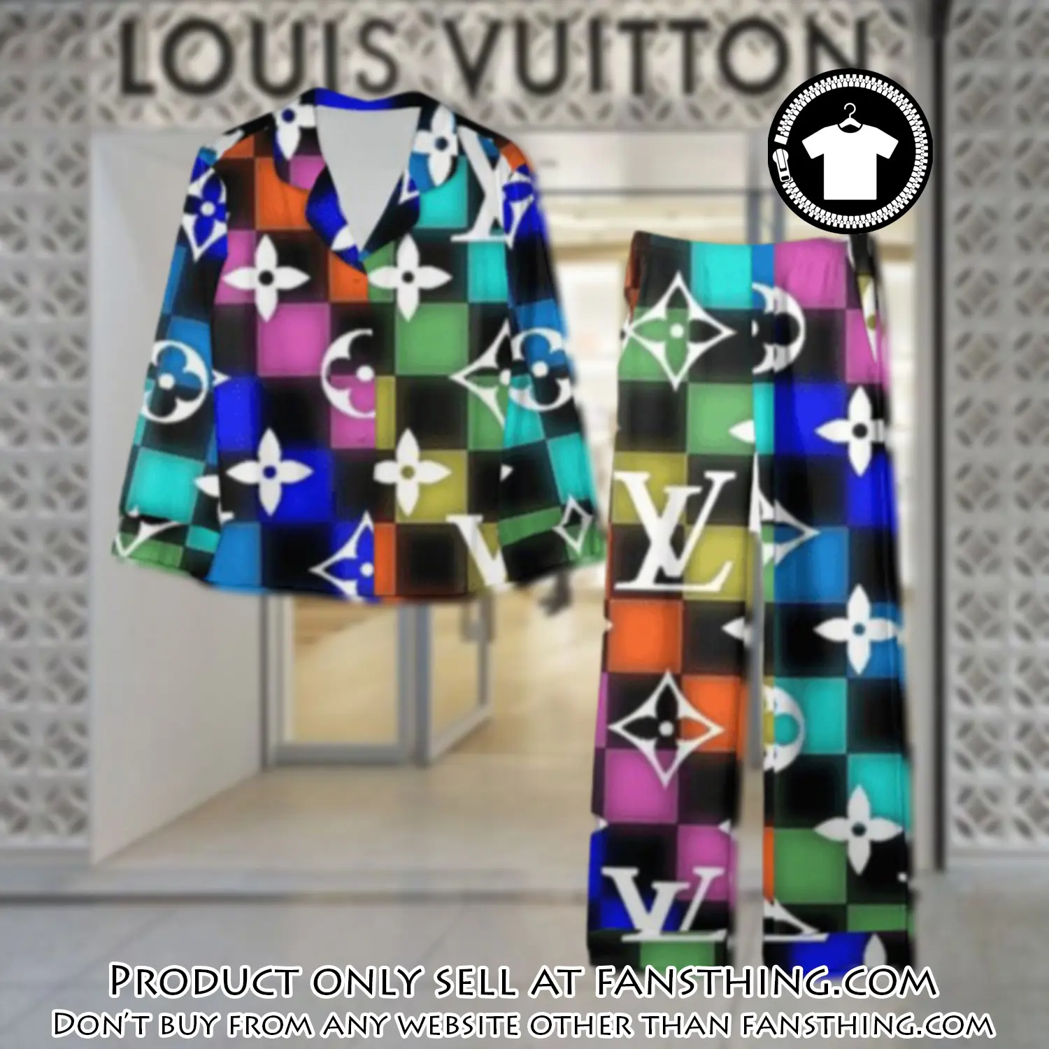 Trending luxury lv satin pajama set pjs1077 fst0715226